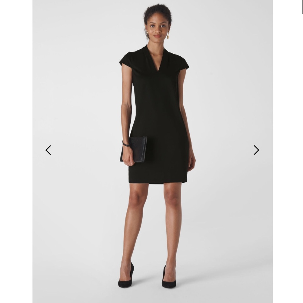 WHISTLES Black Paige V Neck Dress, Size 4 - Picture 1 of 10